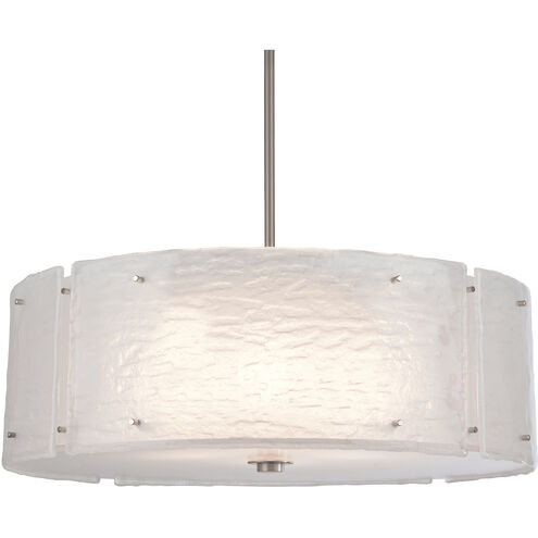 Textured Glass 4 Light 30.2 inch Novel Brass Chandelier Ceiling Light in Frosted Granite