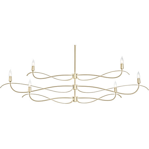 Willow 6 Light 59.4 inch Modern Brass Chandelier Ceiling Light, Large