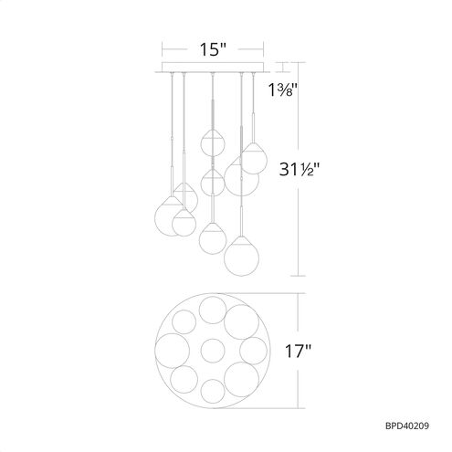 Quest LED 17 inch Aged Brass Multi-Light Pendant Ceiling Light, Beyond