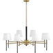 Saunders 8 Light 40 inch Black with Lacquered Brass Chandelier Ceiling Light