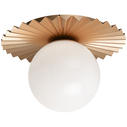 Modern Ruff Wall Sconce Wall Light in Matte Gold and Opal Glass