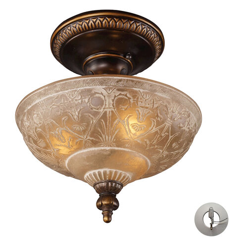 Hamlet 3 Light 12 inch Golden Bronze Semi Flush Mount Ceiling Light