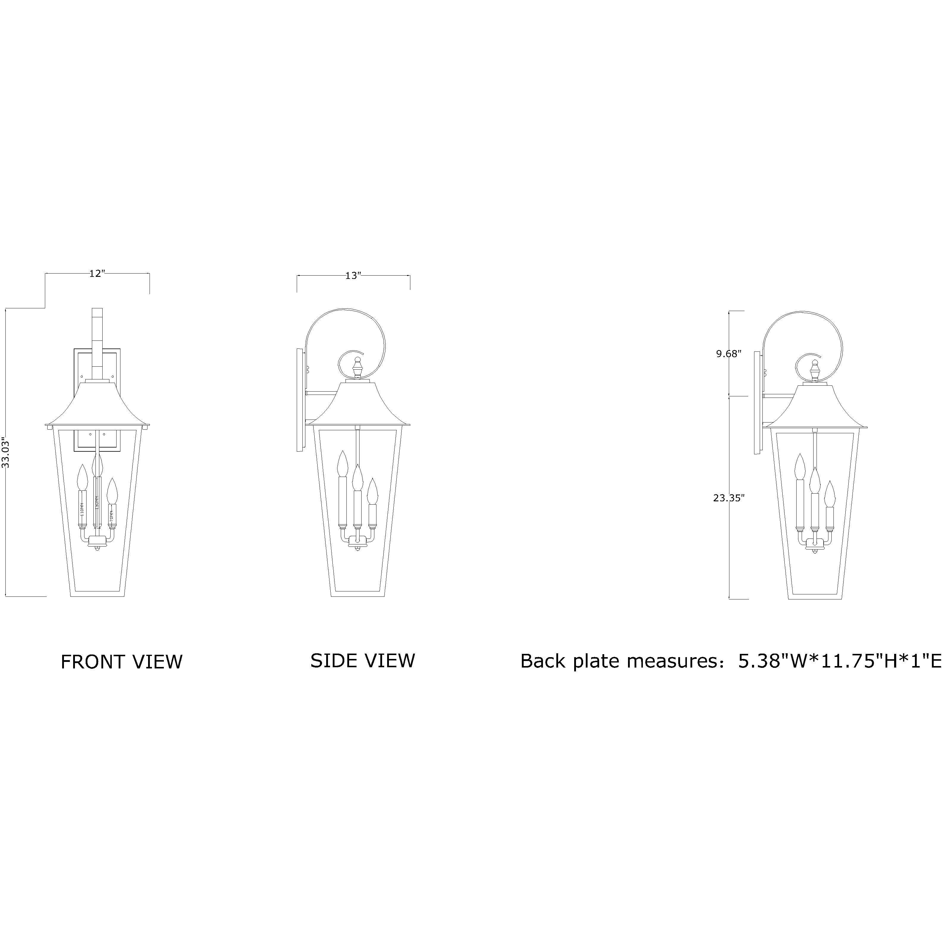 Gannon 3 Light 33.25 inch Black Outdoor Wall Light in G9