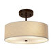 Textile 14 inch Brushed Brass Pendant Ceiling Light in Gray