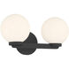 Ardeva 2 Light 14 inch Matte Black Bathroom Vanity Light Wall Light