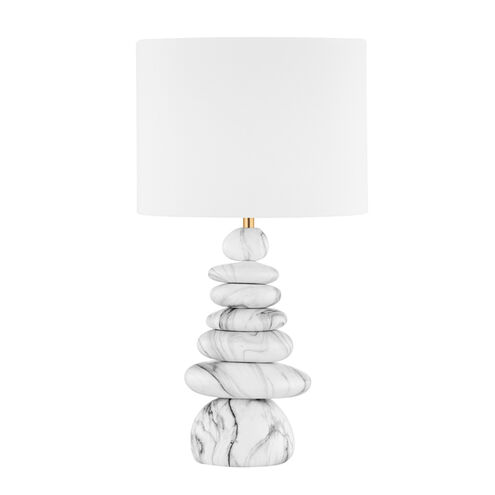 Fenton 29.75 inch 75.00 watt Aged Brass and Ceramic Marbled Gray Table Lamp Portable Light