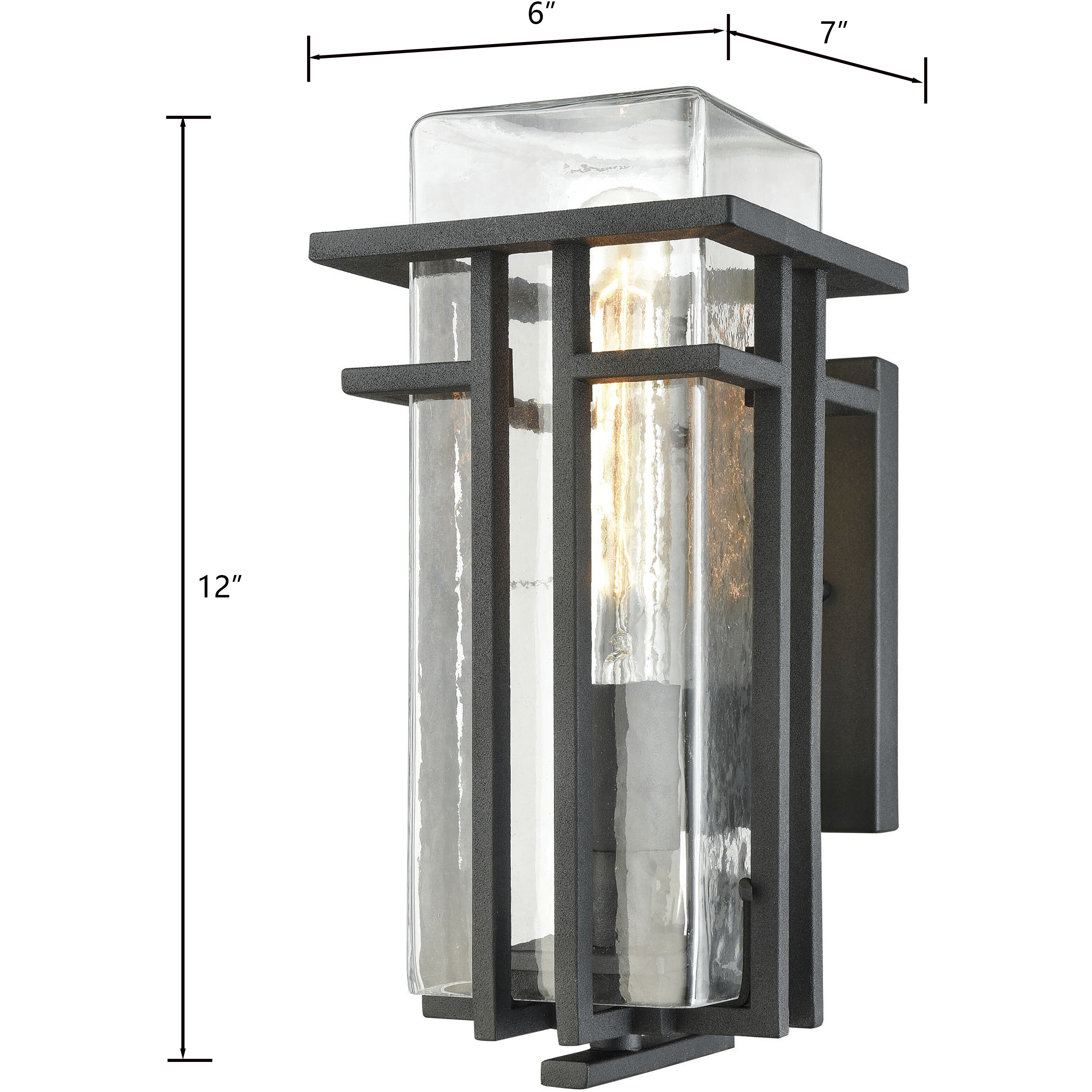 Croftwell 1 Light 12 inch Textured Matte Black Outdoor Wall Sconce