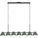 Atlas 7 Light 42.38 inch Black/Pine Green Linear Pendant Ceiling Light in Black and Pine Green