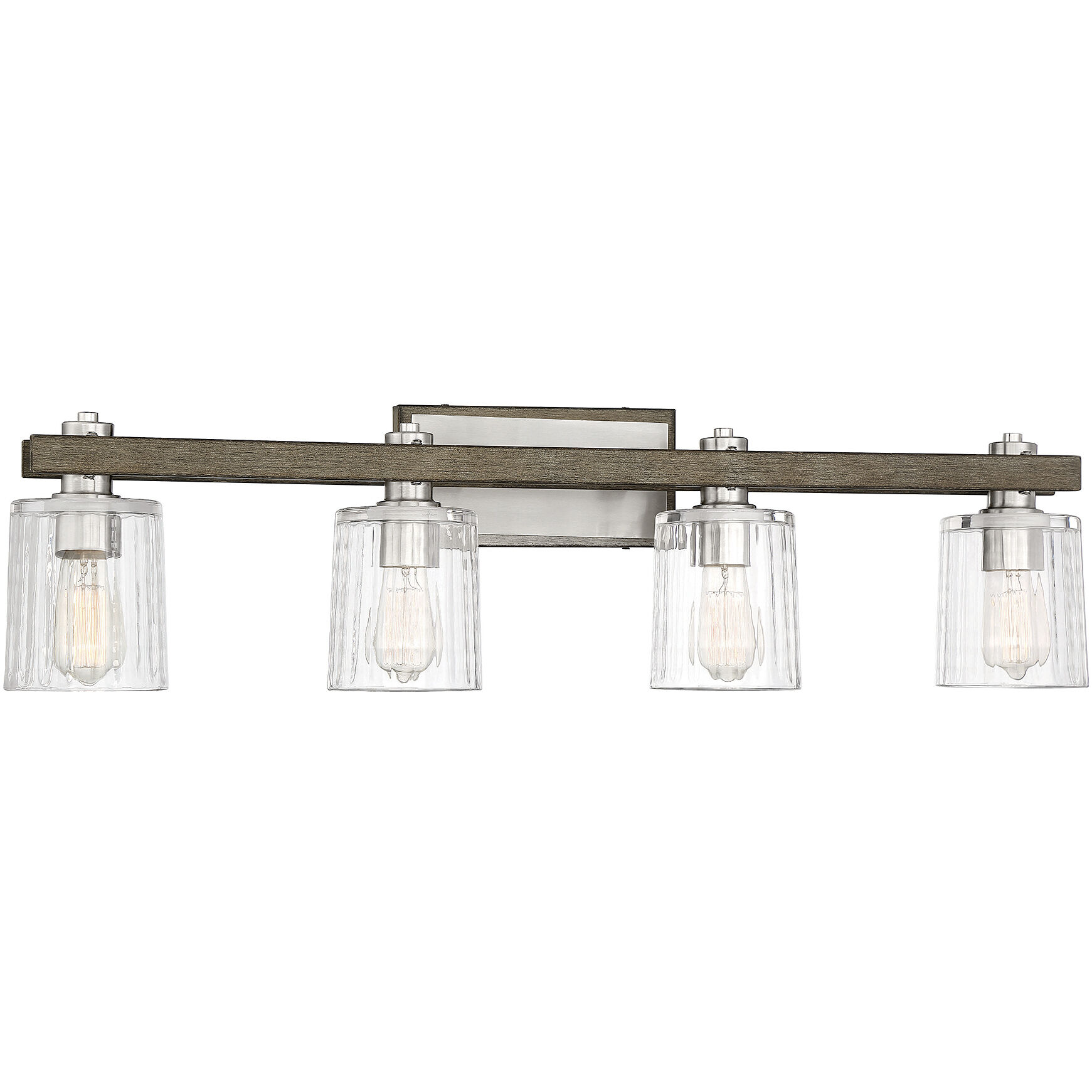 Halifax 4 Light 36 inch Satin Nickel with Gray Wood Bathroom Vanity Light Wall Light in Satin Nickel/Gray Wood