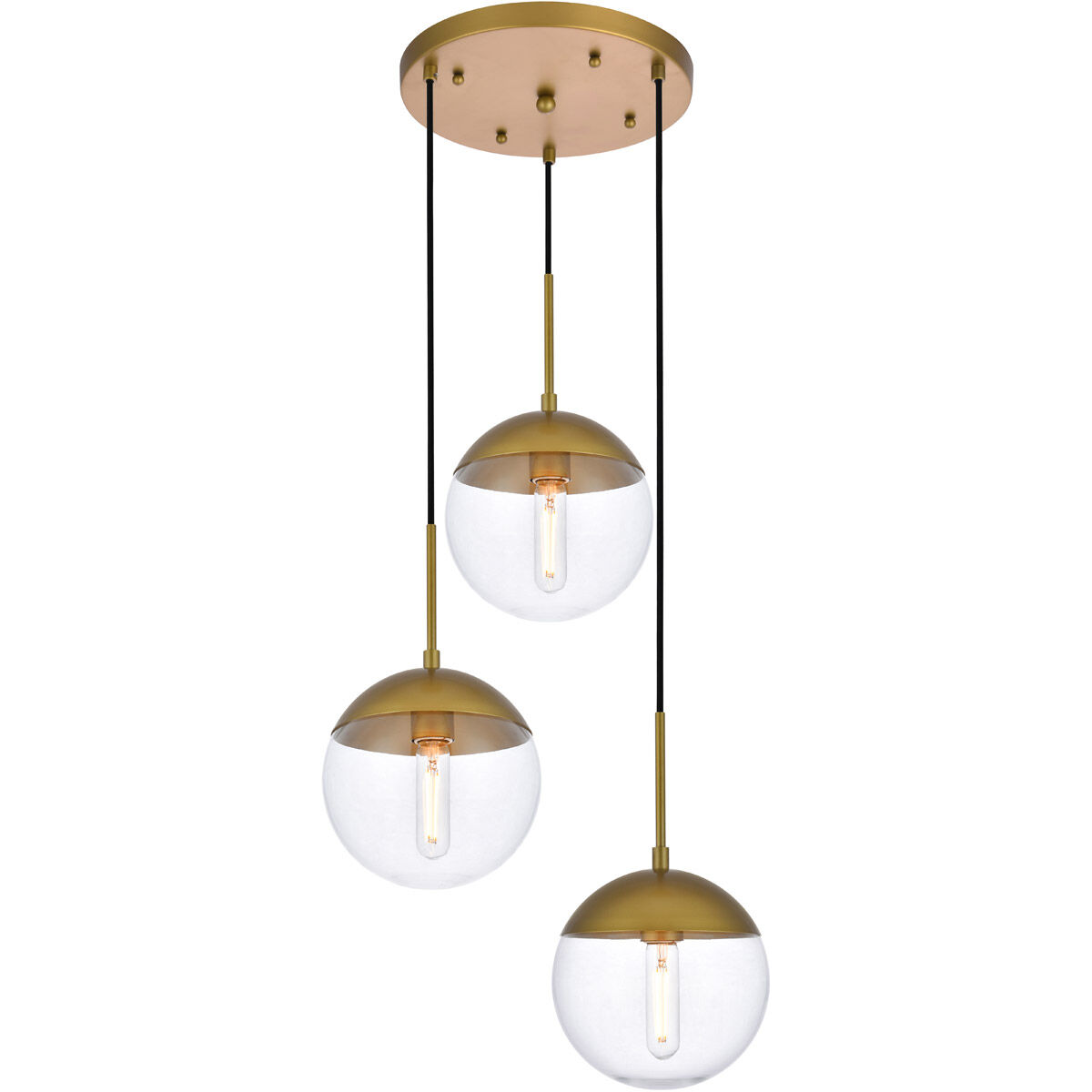 Eclipse 3 Light 18 inch Brass Pendant Ceiling Light