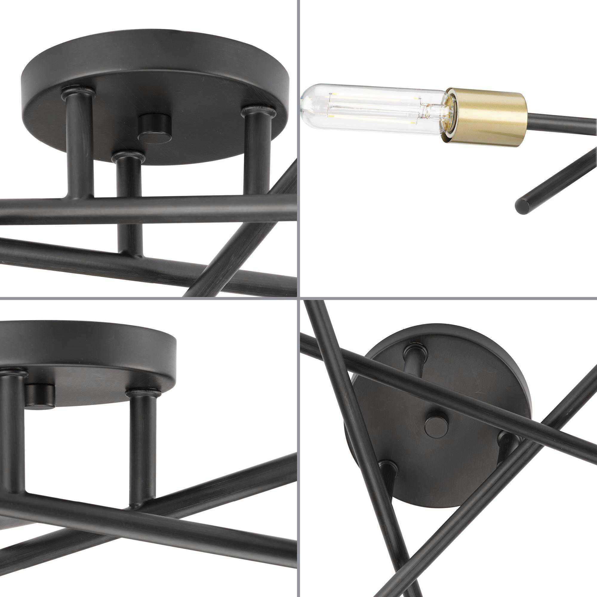 Astra 3 Light 18 inch Antique Bronze Semi-Flush Mount Ceiling Light, Design Series