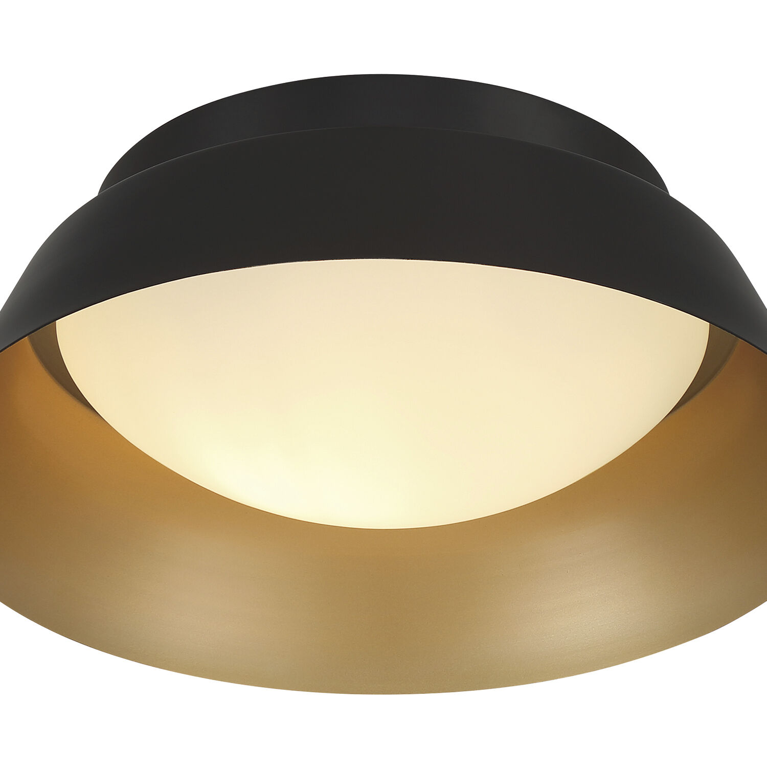 Donoven 2 Light 15 inch Matte Black and Gold Flush Ceiling Light