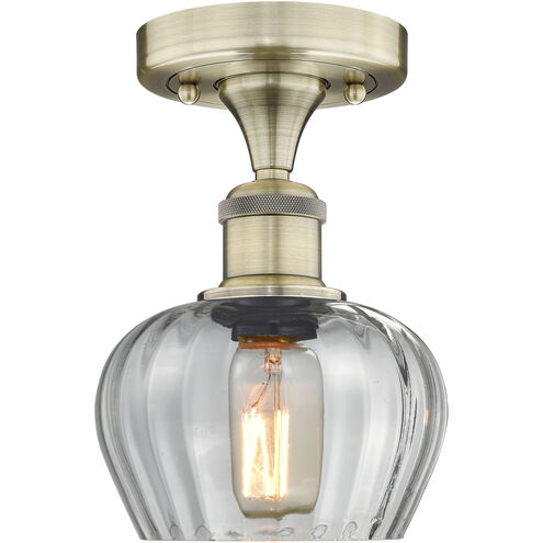 Fenton 1 Light 6.5 inch Antique Brass Semi-Flush Mount Ceiling Light