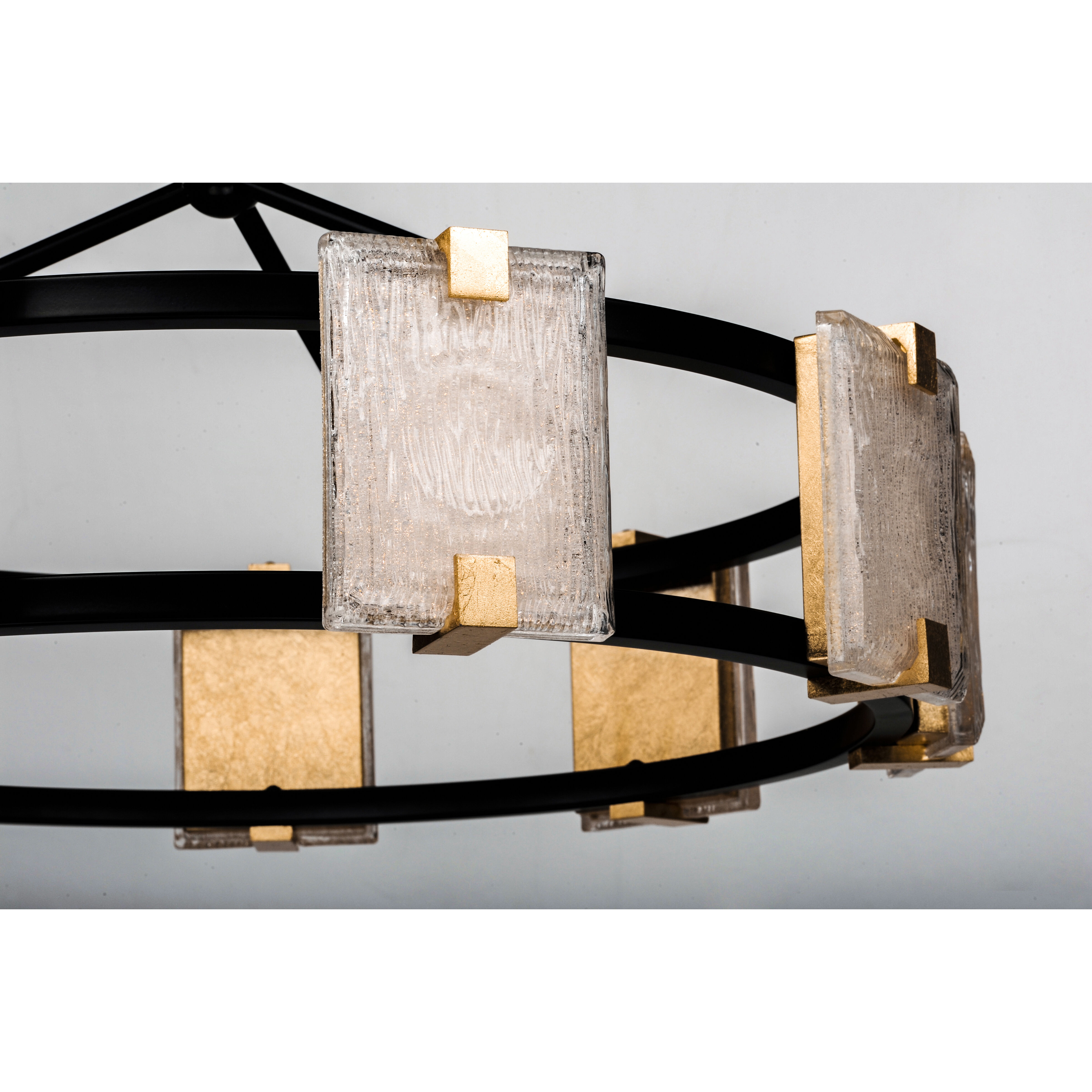 Radiant LED 27 inch Black/Gold Leaf Chandelier Ceiling Light