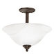 Wynberg 2 Light 15 inch Olde Bronze Inverted Pendant/Semi Flush Ceiling Light in Satin Etched Glass, Incandescent