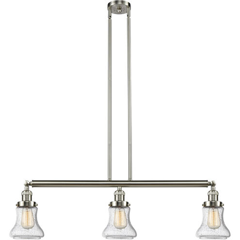 Franklin Restoration Bellmont LED 39 inch Brushed Satin Nickel Island Light Ceiling Light in Seedy Glass, Franklin Restoration