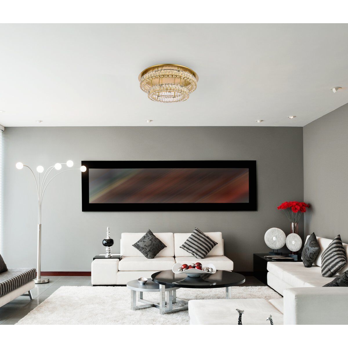 Monroe 2 Light 30 inch Gold Flush Mount Ceiling Light