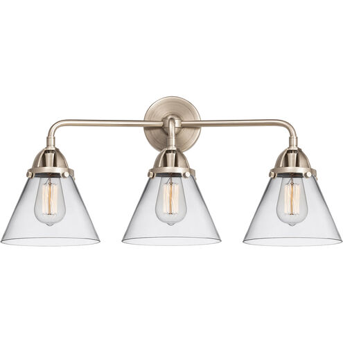 Nouveau 2 Large Cone LED 25.75 inch Oil Rubbed Bronze Bath Vanity Light Wall Light in Clear Glass