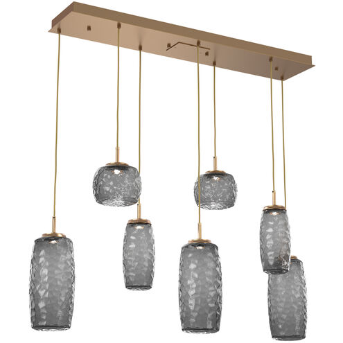 Vessel LED Novel Brass Linear Multi-Pendant Ceiling Light in Smoke, 2700K LED