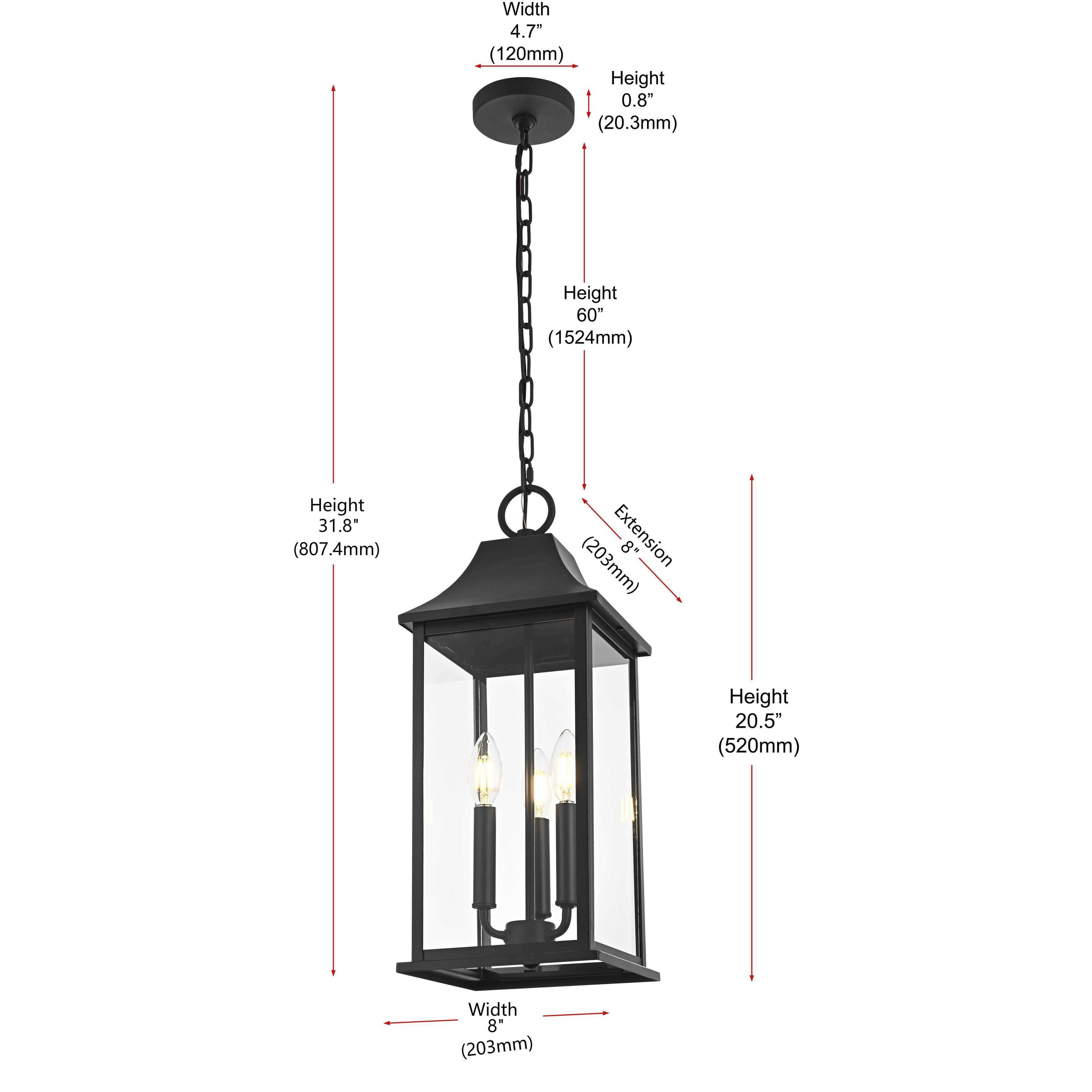 Shepard 3 Light 8 inch Black Outdoor Pendant
