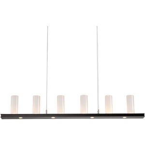 Carlyle LED 44 inch Burnished Bronze Linear Pendant Ceiling Light in 3000K LED, Floret Inner - Smoke Outer, Corona