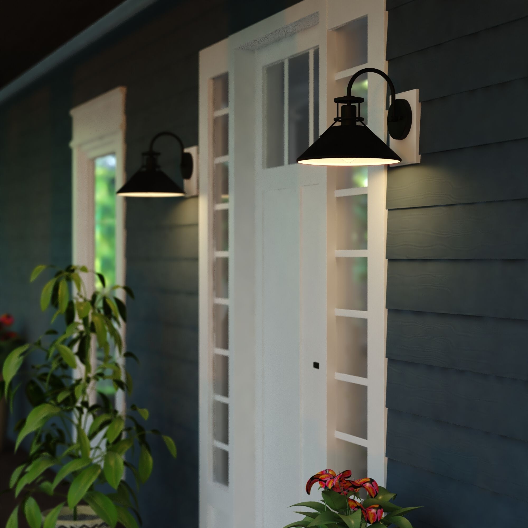 Canton LED 11 inch Matte Black and White Outdoor Wall