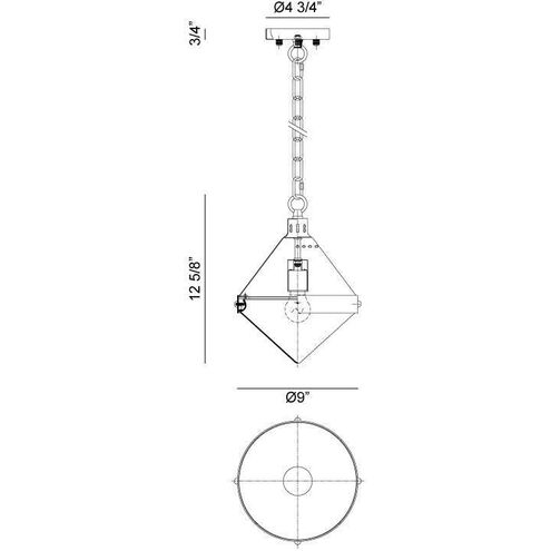 Sphericon 1 Light 9 inch Matte Black and Chrome Pendant Ceiling Light in Chrome and Opal Glass