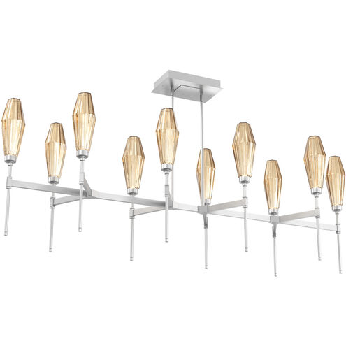 Aalto LED Classic Silver Linear Pendant Ceiling Light in 3000K LED, Optic Rib Bronze, Belvedere