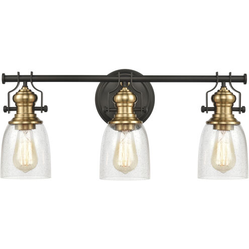 Chadwick 3 Light 23 inch Oil Rubbed Bronze with Satin Brass and Clear Vanity Light Wall Light