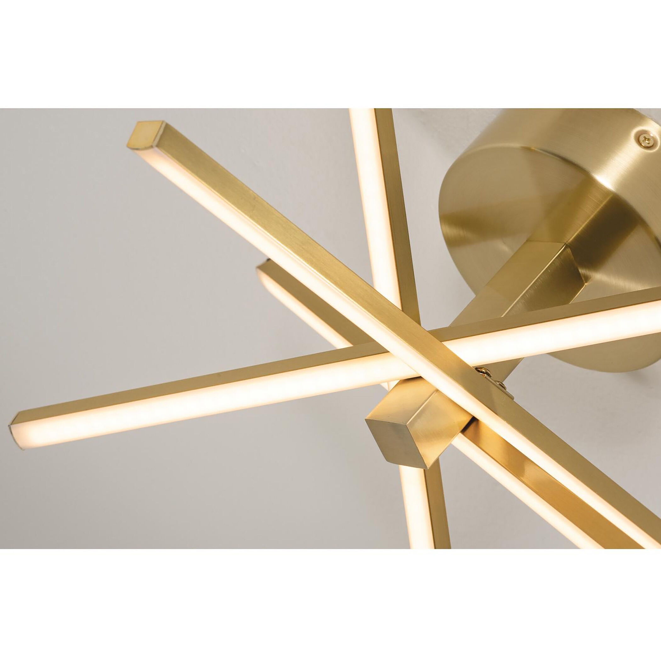 Jaxx LED 15 inch Satin Brass Semi Flush Mount Ceiling Light 