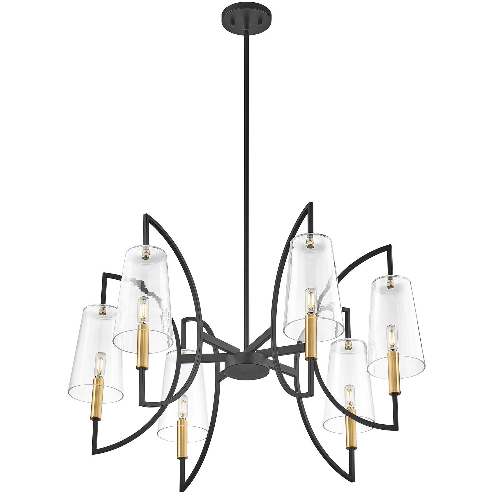Hanley 6 Light 32 inch Matte Black and Warm Brass Chandelier Ceiling Light