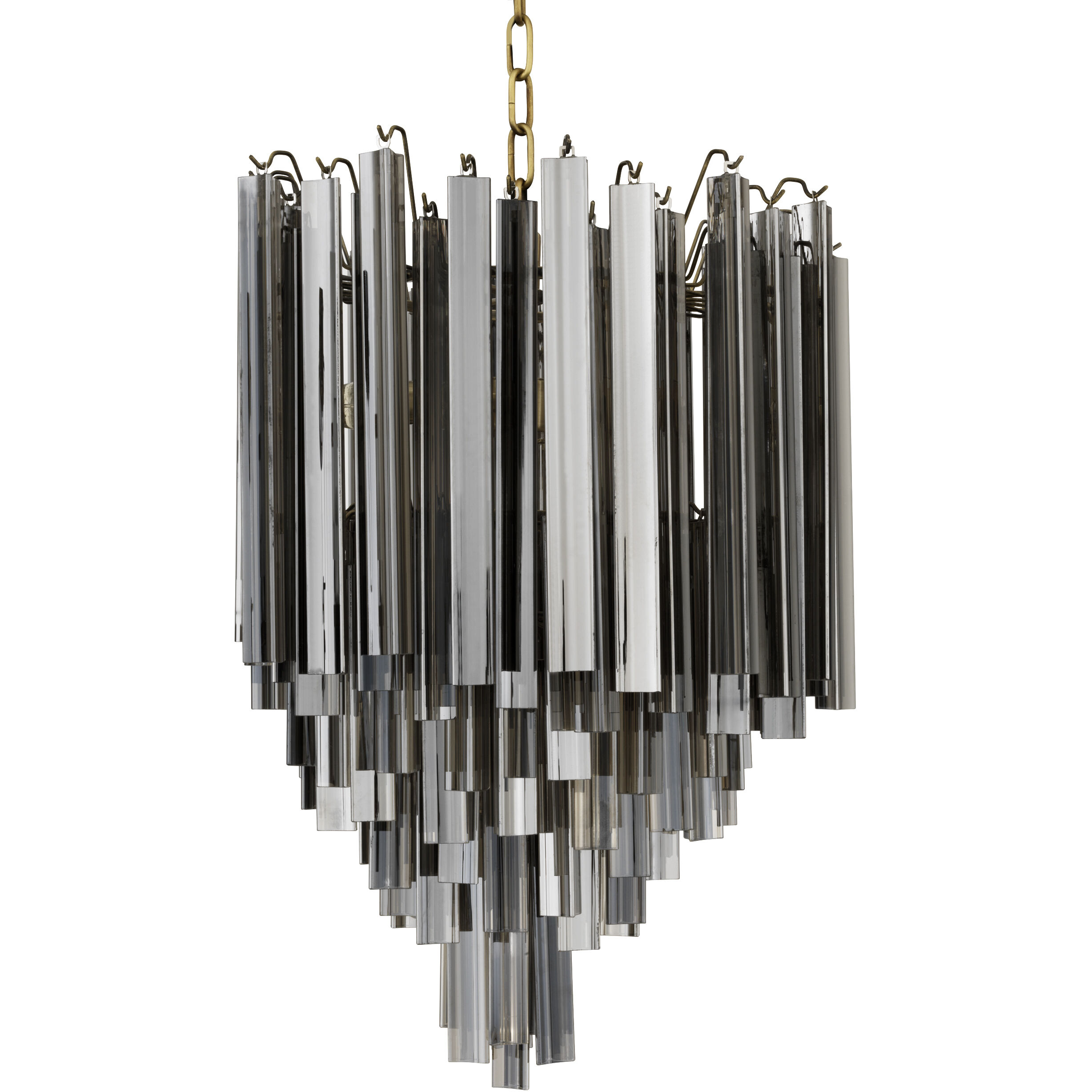 Salerno 4 Light 16.54 inch Antique Brass Chandelier Ceiling Light in Smoke Glass