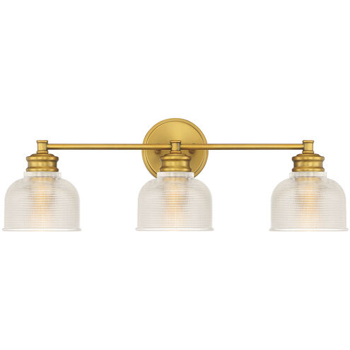 Transitional 3 Light 24.25 inch Natural Brass Vanity Light Wall Light