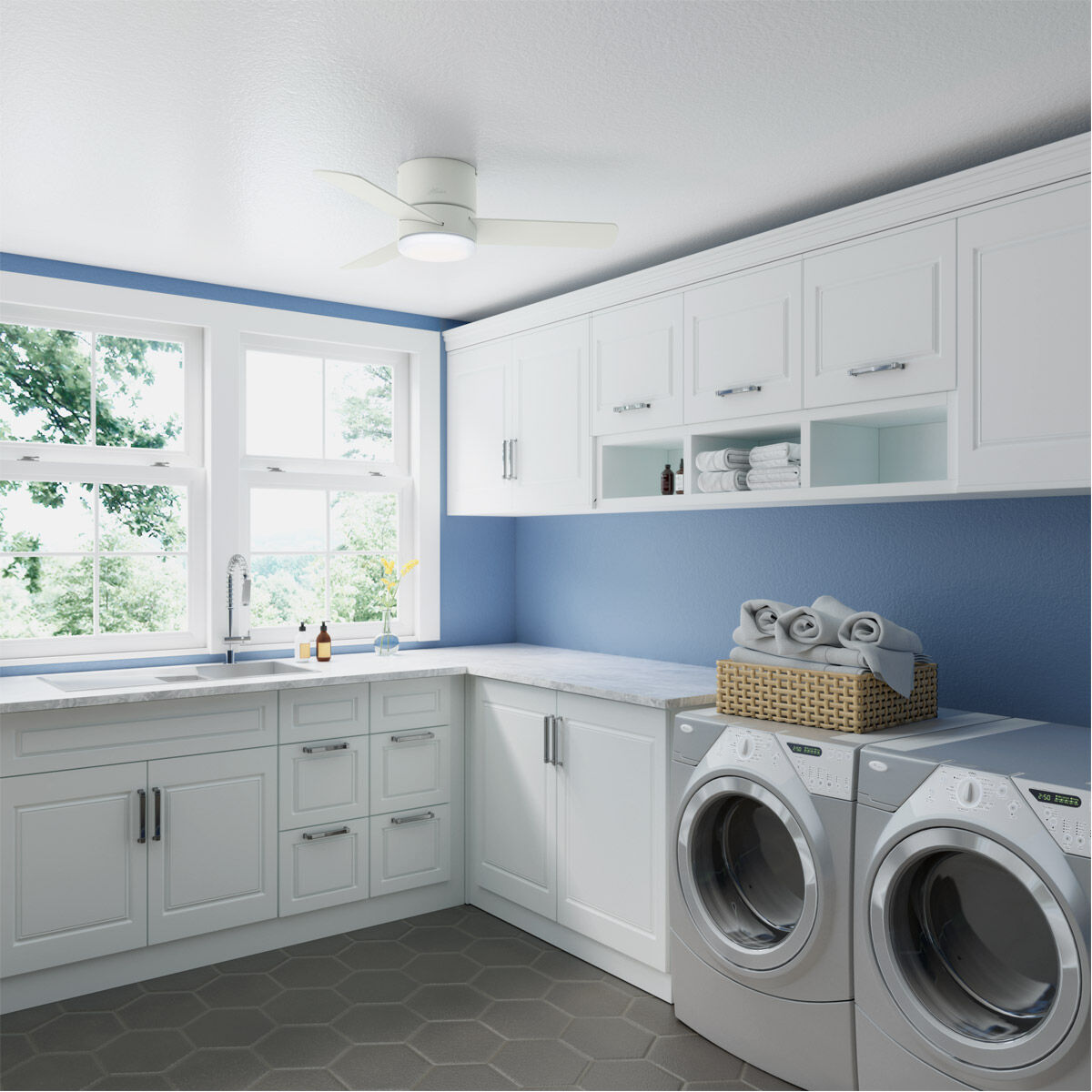 Minimus 44 inch Fresh White with Fresh White/Natural Wood Blades Ceiling Fan