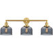 Franklin Restoration Large Bell 3 Light 32 inch Satin Gold Bath Vanity Light Wall Light in Plated Smoke Glass, Franklin Restoration