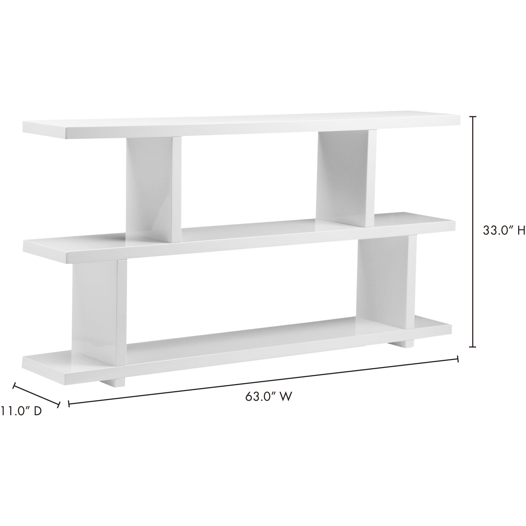 Miri 63 X 33 X 11 inch White Shelf, Small