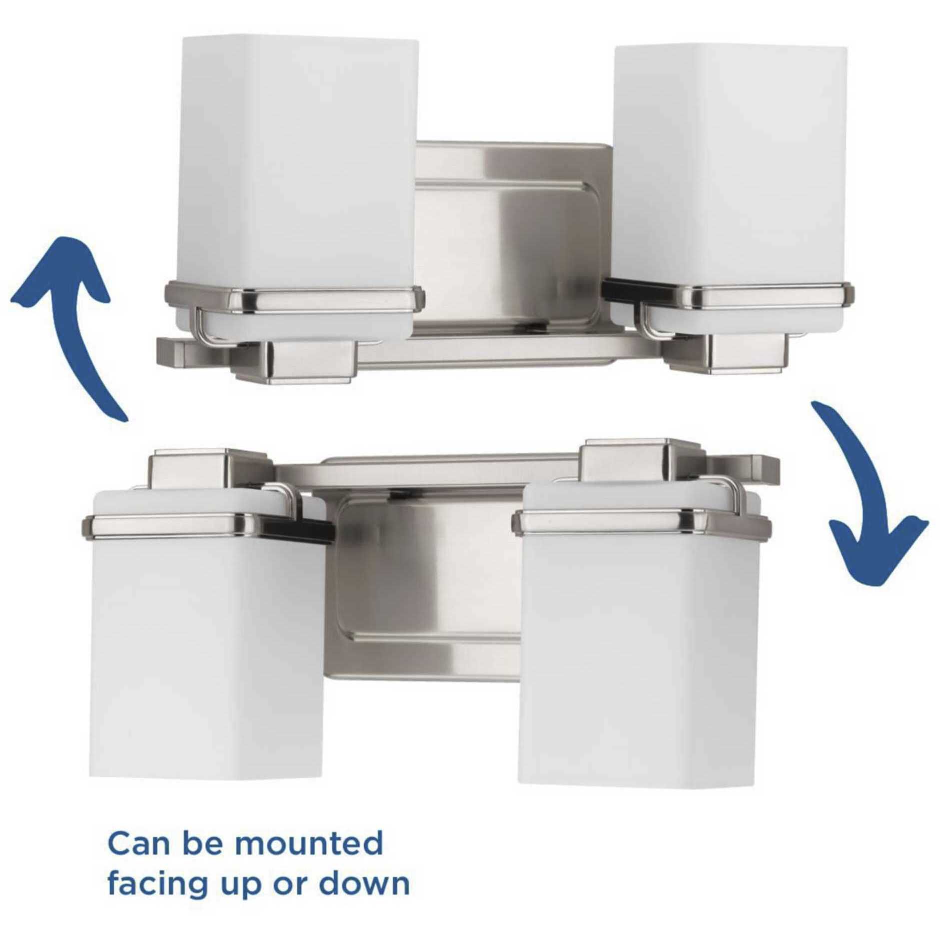 Metric 2 Light 13 inch Brushed Nickel Bath Vanity Wall Light, Design Series