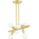 Bannister 6 Light 37 inch Satin Brass Linear Chandelier Ceiling Light