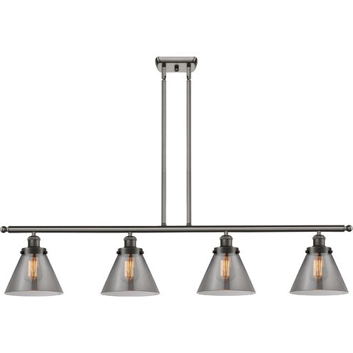 Ballston Large Cone LED 48 inch Oil Rubbed Bronze Island Light Ceiling Light in Plated Smoke Glass, Ballston