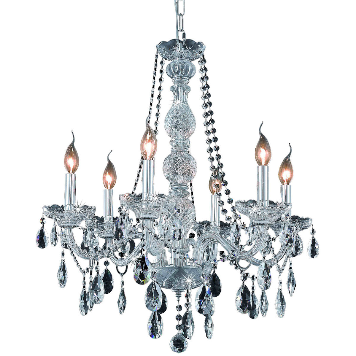 Verona 6 Light 24 inch Chrome Dining Chandelier Ceiling Light in Clear, Royal Cut