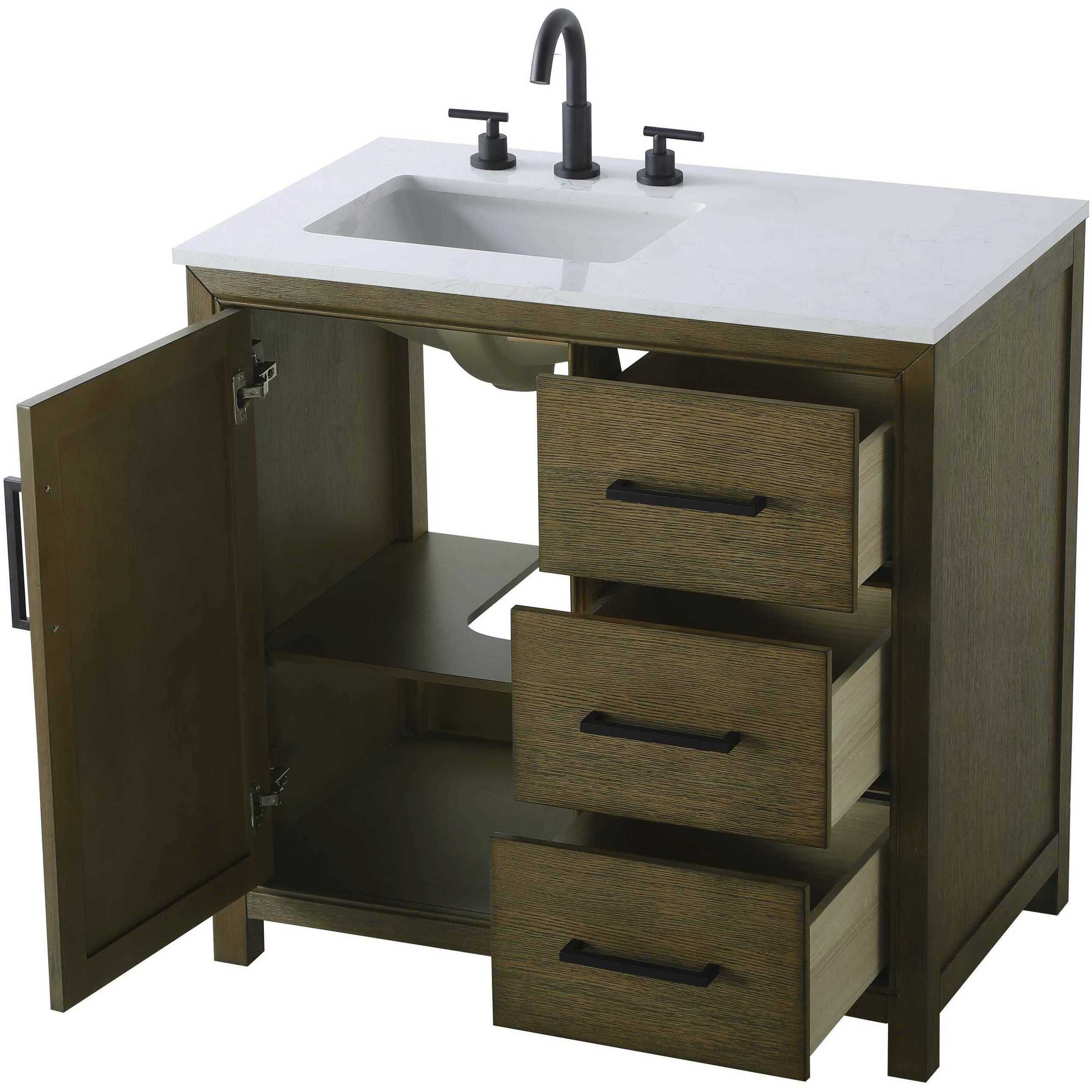 Alina 36 X 34 inch Hazel Oak Bathroom Vanity Cabinet