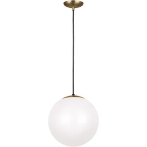 Leo - Hanging Globe 1 Light 14 inch Satin Brass Pendant Ceiling Light