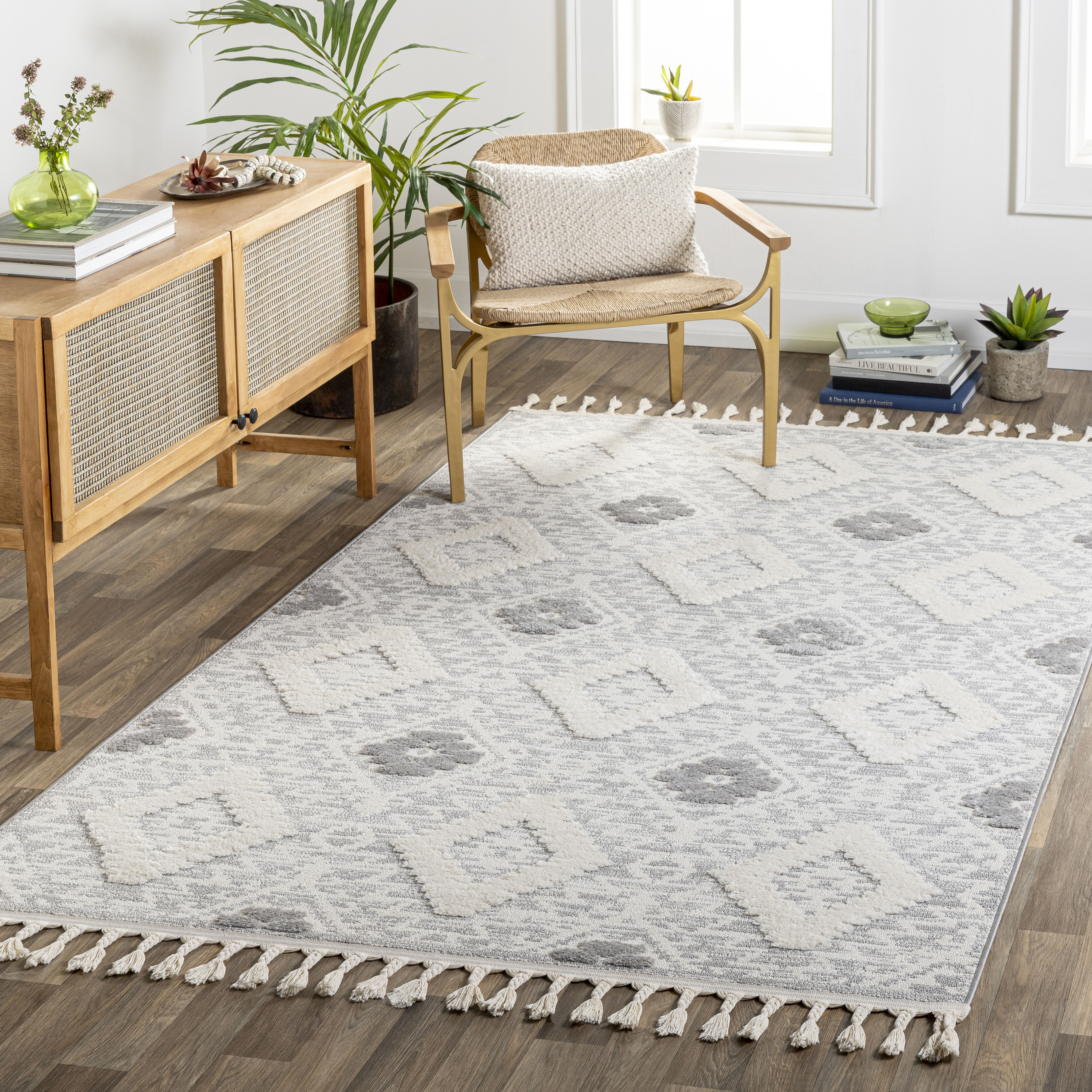 Nora 108 X 79 inch Light Grey Rug, Rectangle