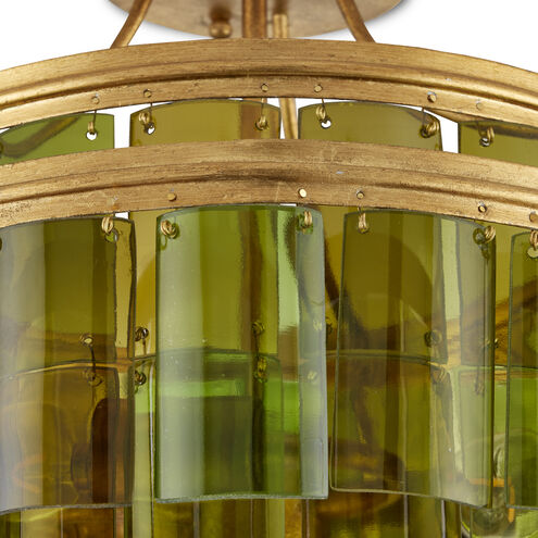 Vintner 3 Light 15.5 inch Contemporary Gold Leaf and Green Semi-Flush Mount Ceiling Light