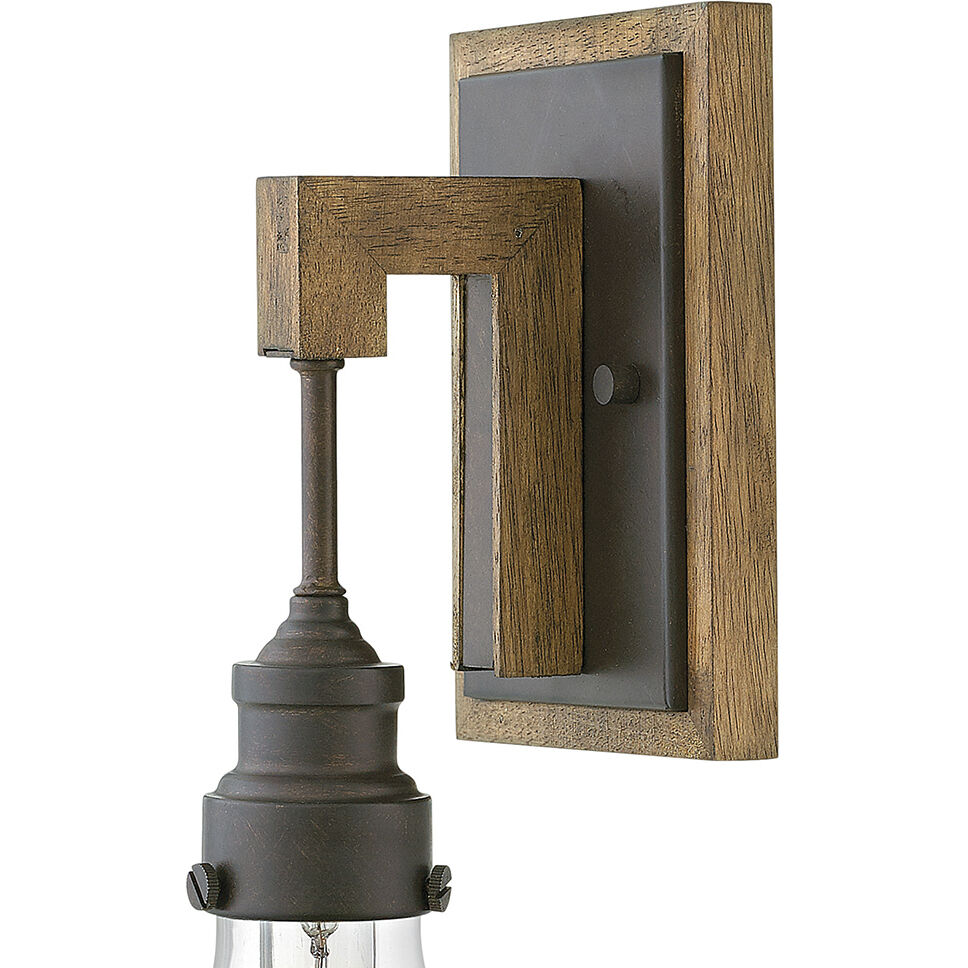Denton 1 Light 5.25 inch Industrial Iron with Vintage Walnut Indoor Wall Sconce Wall Light