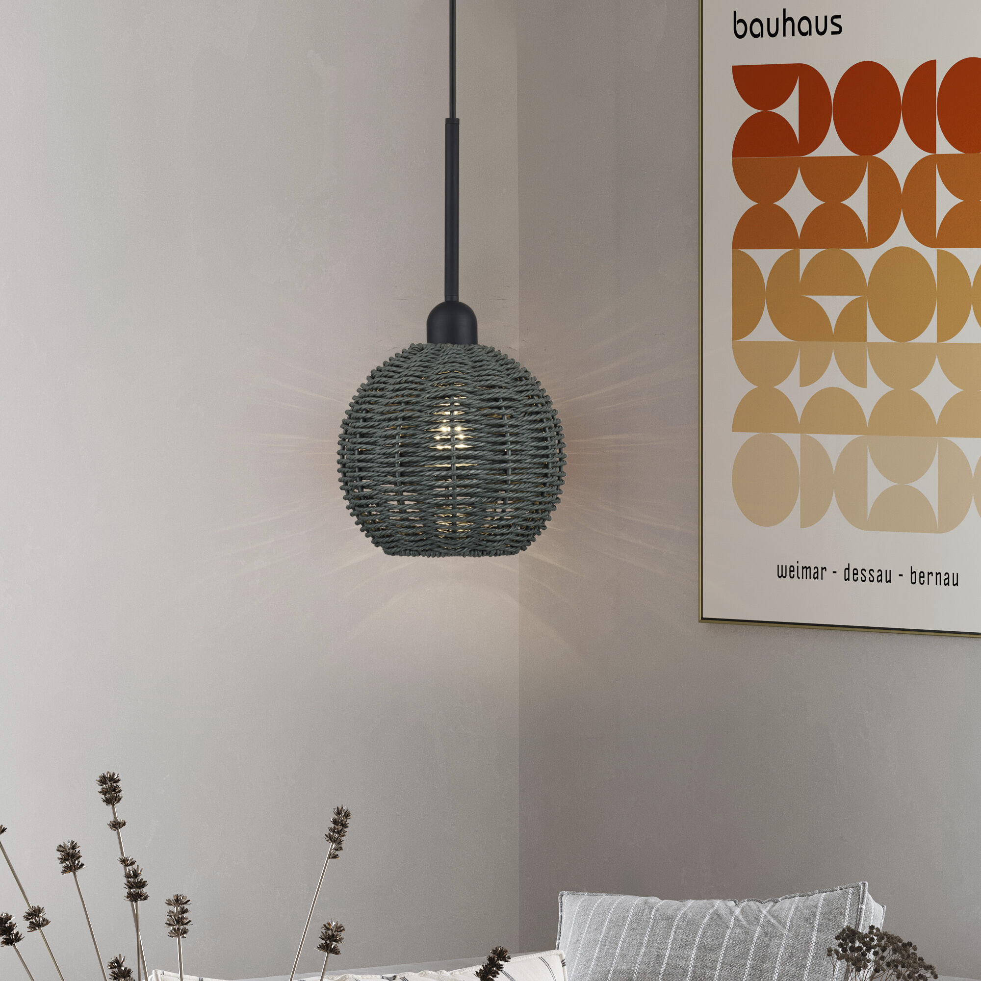 Deluna 1 Light 8 inch Black Pendant Ceiling Light, Mini Globe