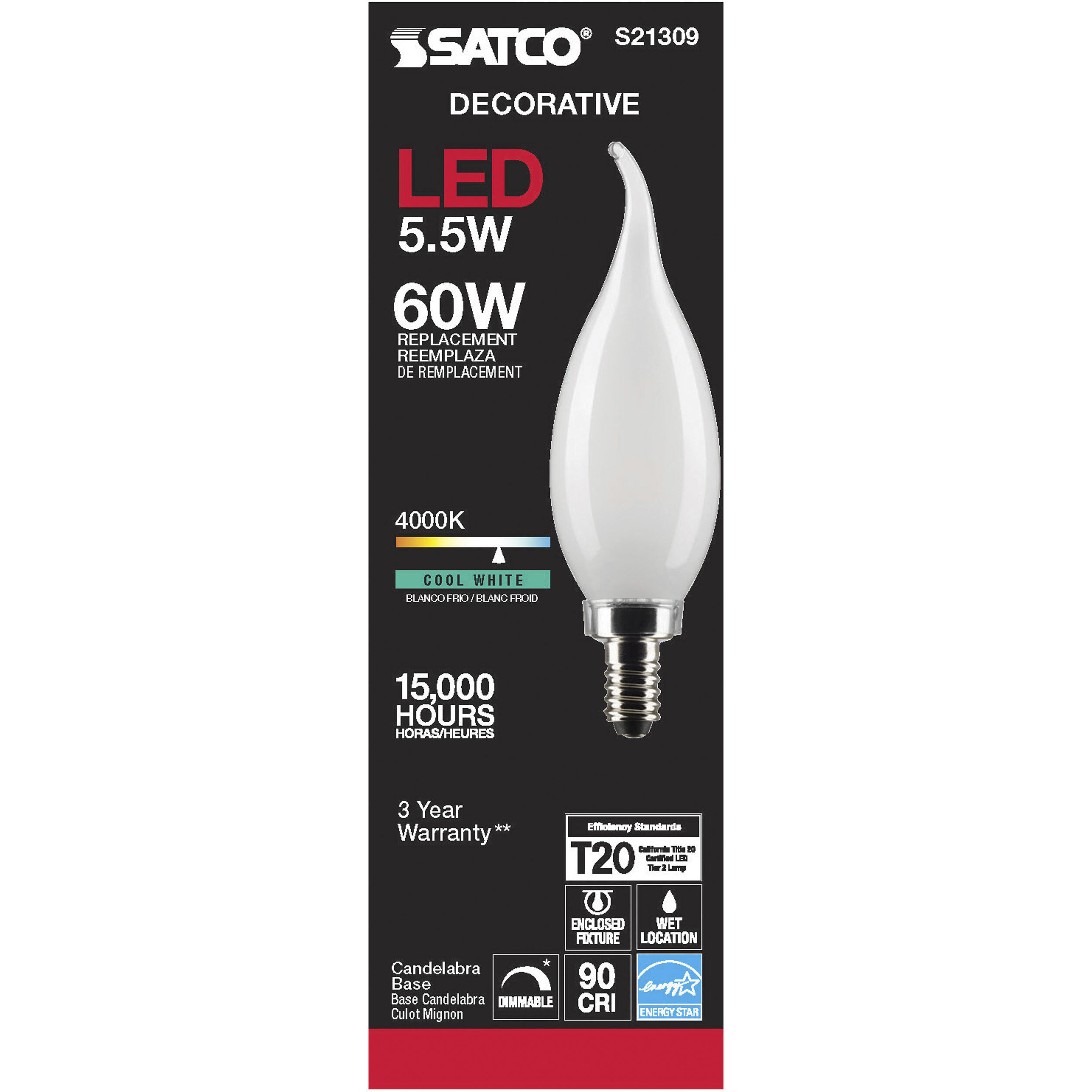 Lumos LED Candelabra Candelabra 5.50 watt 4000K LED Filament