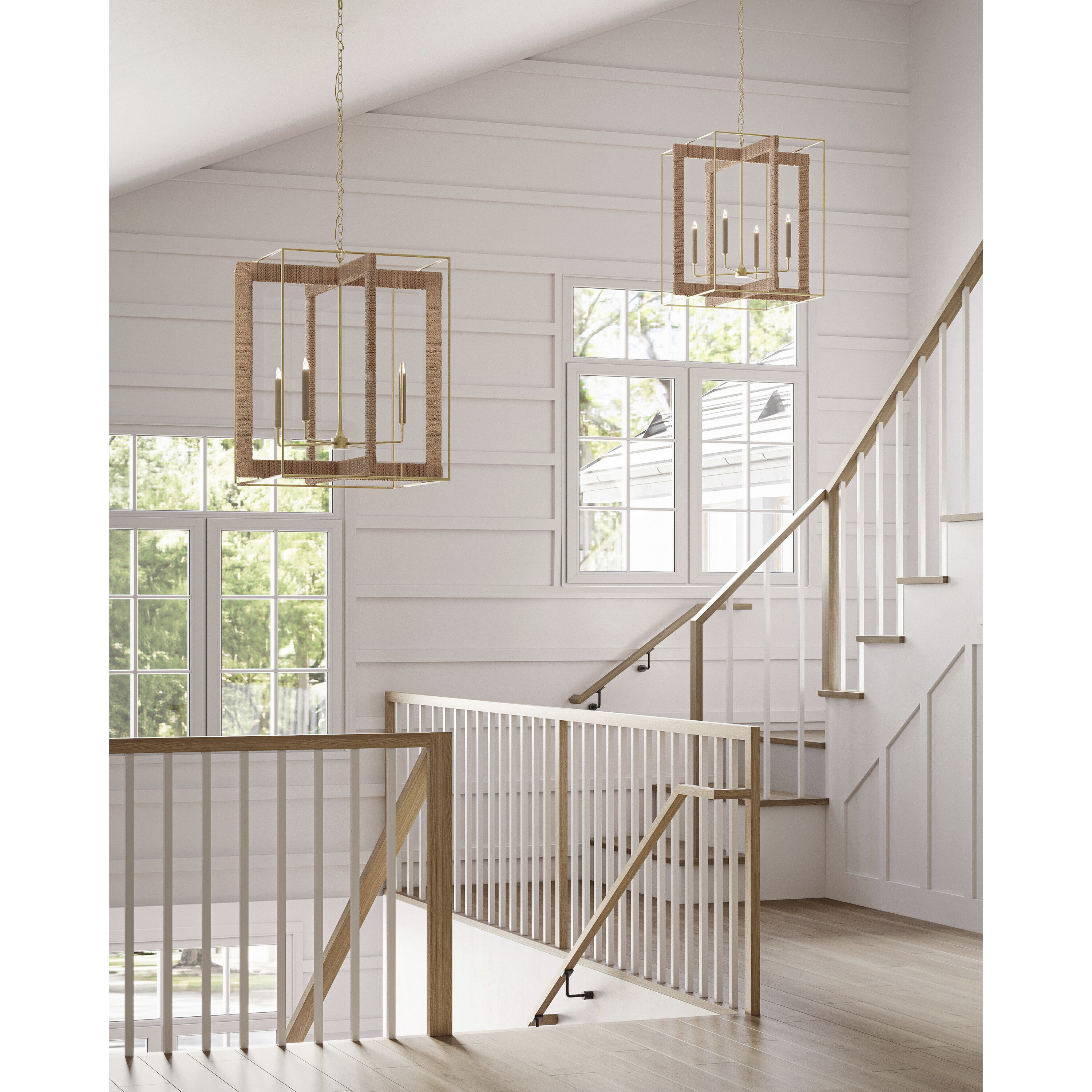 Purebred 4 Light 32.25 inch Contemporary Gold Leaf/Natural Chandelier Ceiling Light, Large