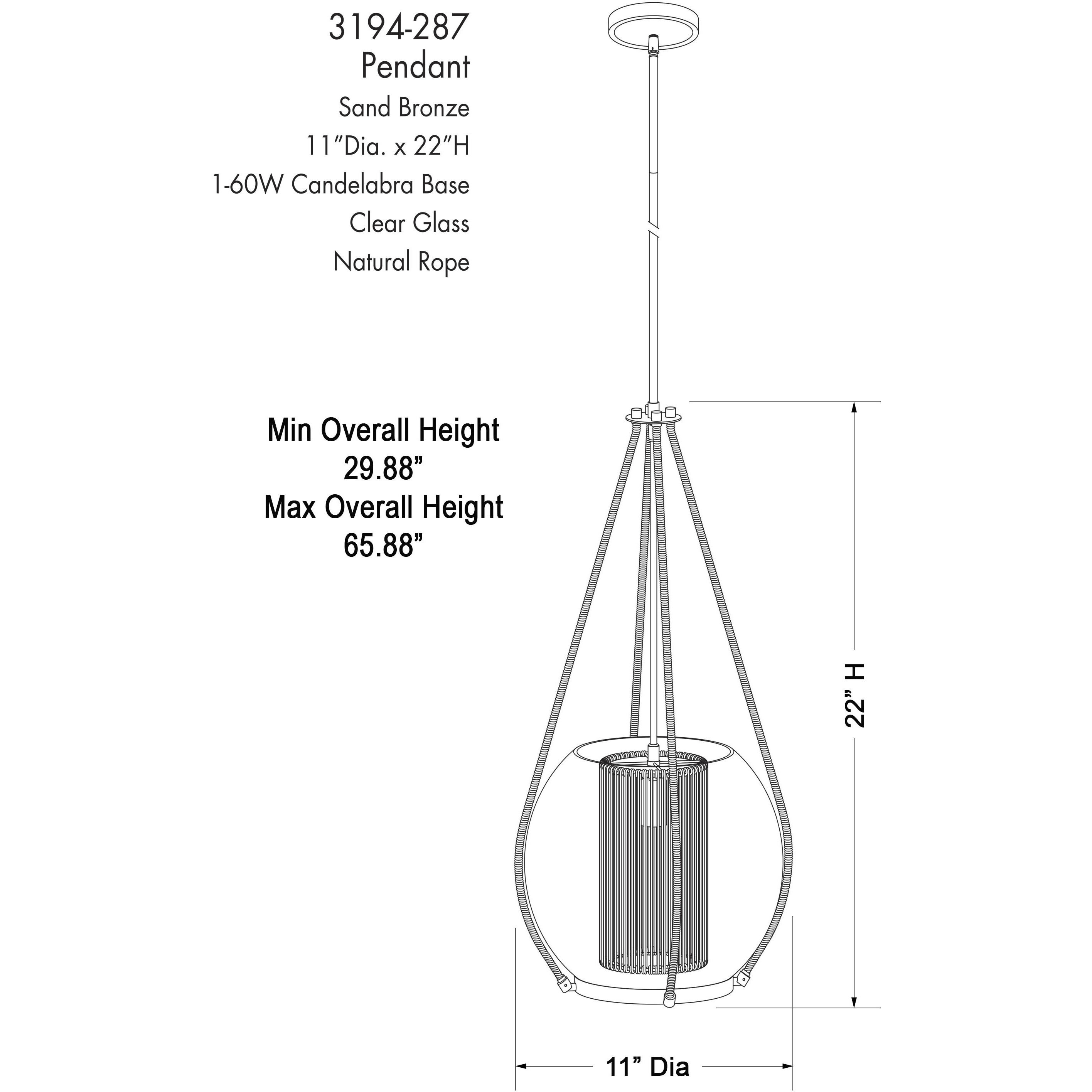 Stutterhein 1 Light 11 inch Sand Bronze Pendant Ceiling Light