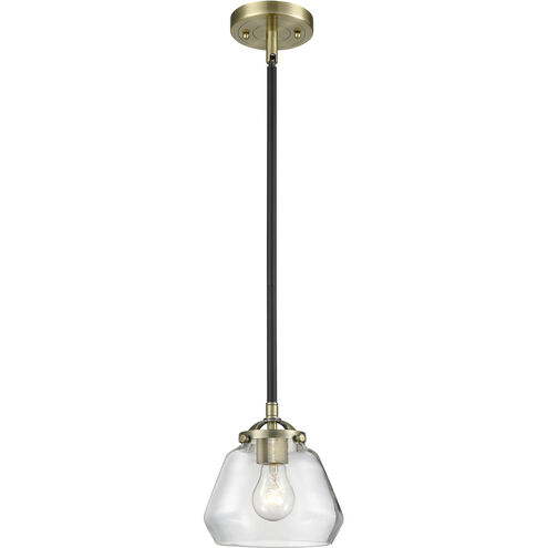 Nouveau Fulton 1 Light 7 inch Oil Rubbed Bronze Mini Pendant Ceiling Light in Clear Glass, Nouveau
